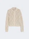 Max Mara Ghinea Diamond-pattern High-neck Cardigan In Brown