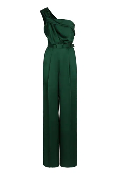 Max Mara Studio Gioire One-shoulder Jumpsuit In Green