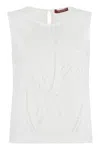 Max Mara 'orata' Embroidered Ramie Top In White