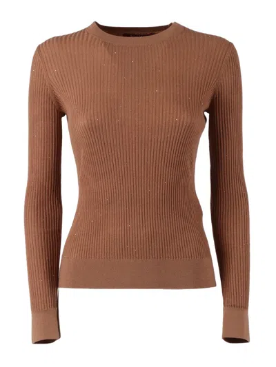 Max Mara Studio Girocoll In Brown