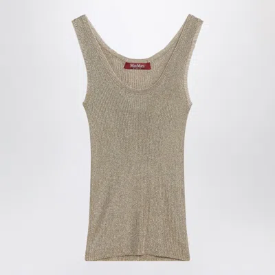 Max Mara Studio Gold Lurex Tank Top In Brown