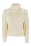 Max Mara Golia Maglia Collo Alto Misto Cachemire In White