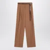 Max Mara Studio Hazelnut Wool Canvas Trousers In Brown