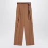 Max Mara Studio Hazelnut Wool Canvas Trousers In Brown