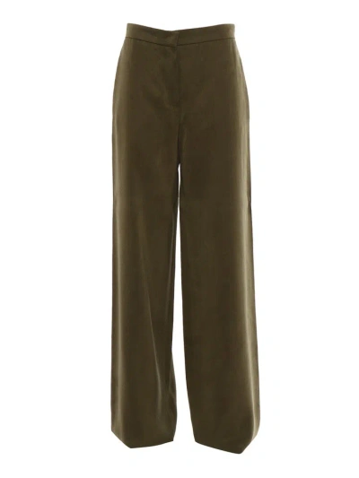 Max Mara Gardena Khaki Trousers In Green