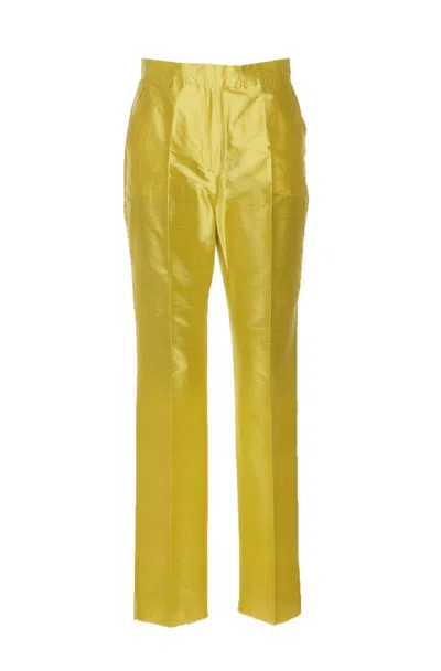 Max Mara Studio High Waisted Straight Leg Trousers In Yellow