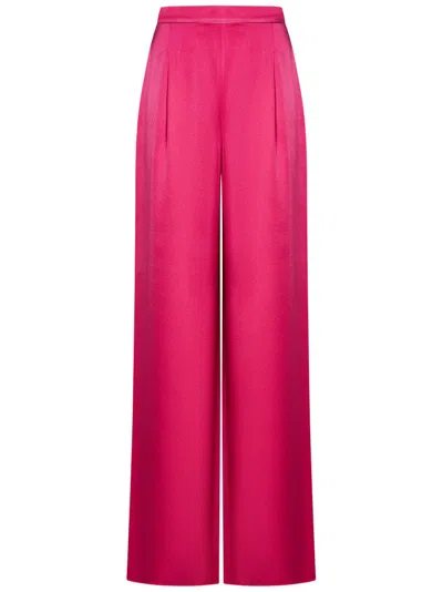 Max Mara Wide Leg Satin Trousers In Pink