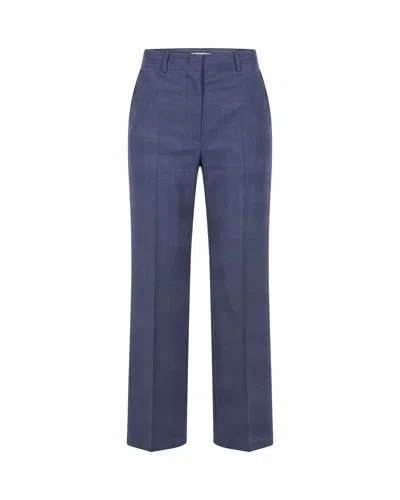 Max Mara Studio High-waist Straight-leg Wool Trousers In Blu Marino Fil A Fil