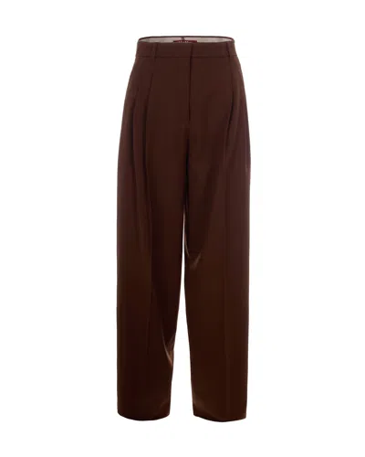 Max Mara Studio High-waist Tailored Straight-leg Trousers In Brown