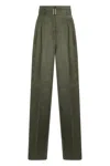 Max Mara Studio High-waisted Belted Linen Pants In Green