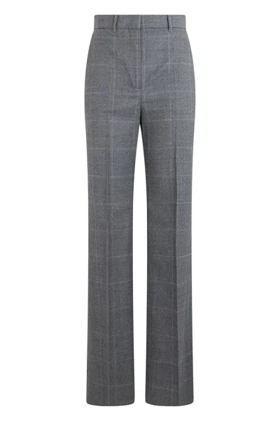 Max Mara Studio High-waisted Wide-leg Virgin Wool Trousers With Stretch In Gray