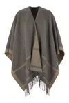 Max Mara Studio Hildestd - Jacquard Wool Poncho In Brown