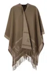 Max Mara Studio Hildestd - Jacquard Wool Poncho In Brown