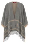 Max Mara Grey Jacquard Wool Hilde Poncho In Gray