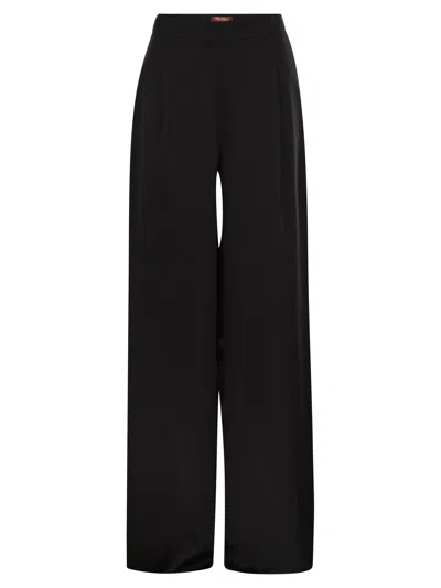 Max Mara Studio Ieti Flowing Trousers In Envers Satin In Black