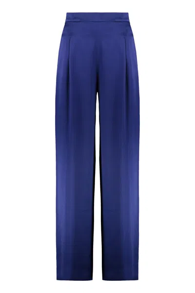 Max Mara Studio Ieti Satin Trousers In Blue