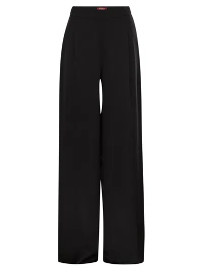 Max Mara Women's Flowing Trousers With Wide-leg Silhouette In Black