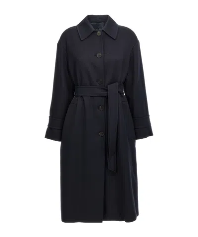 Max Mara Studio Ilde Belted Coat In Blue
