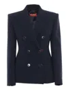 Max Mara Double-breasted Tailored Jacket With Structured Silhouette In Blue