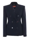 Max Mara Double-breasted Tailored Jacket With Structured Silhouette In Blue