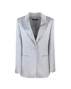 Max Mara Single-breasted Blazer In Gray Enver Satin In Grey