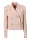 Max Mara Studio Double-breasted Long-sleeved Jacket In Pink
