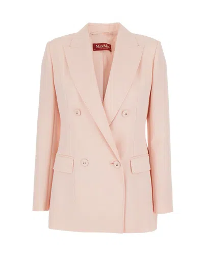 Max Mara Double-breasted Blazer In Pink