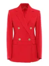 Max Mara Tailored Double-breasted Jersey Jacket With Gold-tone Buttons In Red