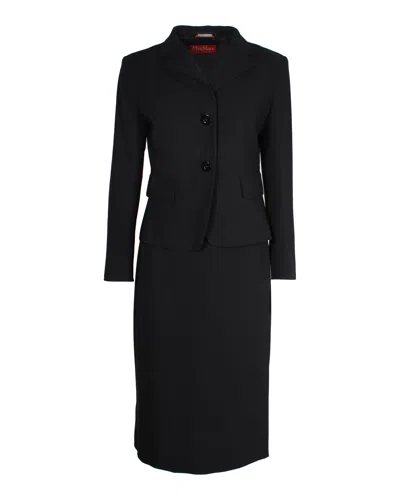 Max Mara Studio Jacket Skirt Suit In Black Triacetate
