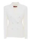 Max Mara Tailored Double-breasted Jacket With Sharp Lapels In White