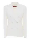 Max Mara Tailored Double-breasted Jacket With Sharp Lapels In White
