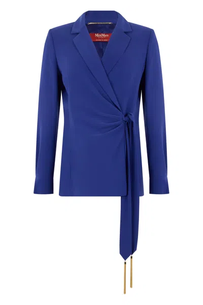 Max Mara Studio Jacket With Jewel Band In Blue