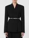 Max Mara Studio Double-breasted Cady Jacket With Belt In Black