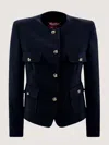 Max Mara Long Sleeve Casual Jacket In Blue