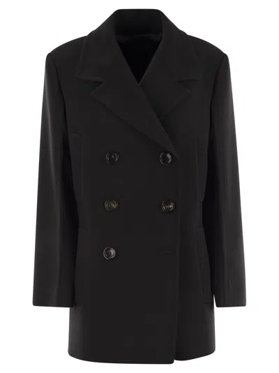 Max Mara Studio Janzir Double Breasted Cady Caban In Black