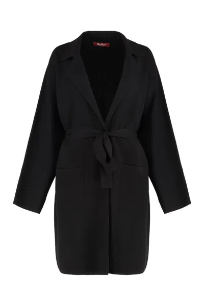 Max Mara Studio Jersey Coat In Black