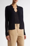 Max Mara Studio Kassel Silk & Wool Rib Cardigan In Navy