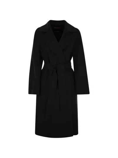 Max Mara Studio Kimono-sleeve Wrap Coat In Black