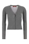 Max Mara Studio Dark Grey Silk Blend Potus Cardigan In Gray