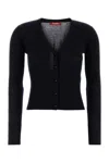 Max Mara Midnight Blue Silk Blend Potus Cardigan In Black