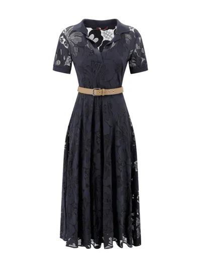 Max Mara Lace Polo Dress In Blue