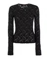 Max Mara Studio Lace Jersey Knit Top In Black