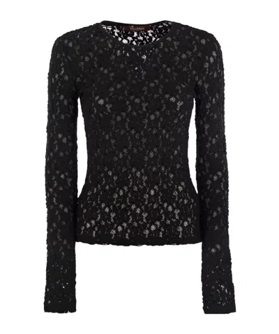 MAX MARA MAX MARA STUDIO LACE JERSEY KNIT TOP