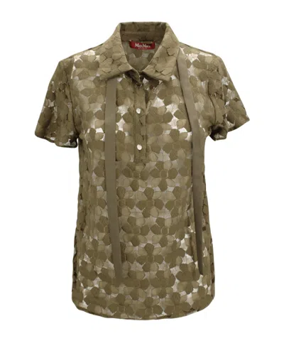 Max Mara Studio Lace Short-sleeve Shirt In Green