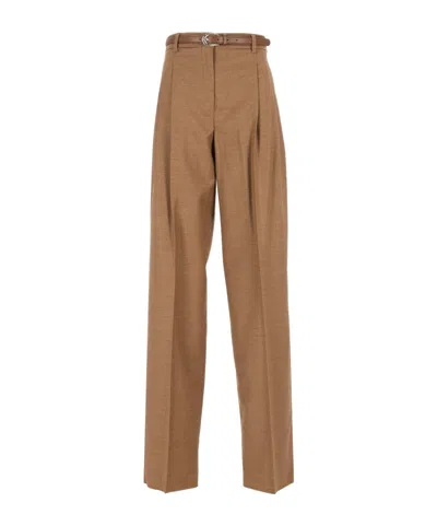 Max Mara Studio High-cut Wool-blend Pants With Matching Belt In Animal Print