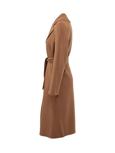 Max Mara Studio Lana Vergine & Silk & Cashmere Overcoat In Caramello