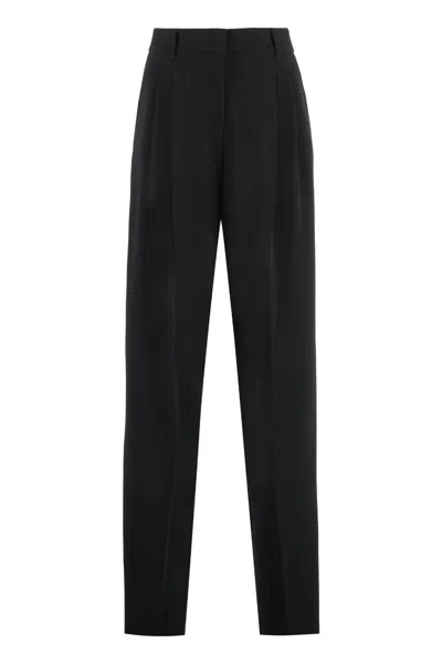 Max Mara Latina High-waist Crêpe Trousers In Negro