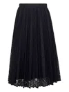 Max Mara Blue Lace Leandro Pleated Midi Skirt In Black