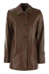 Max Mara Studio Leather "tolmin" Jacket In Brown