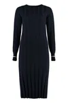 Max Mara Studio Leccio Virgin Wool Dress In Blue